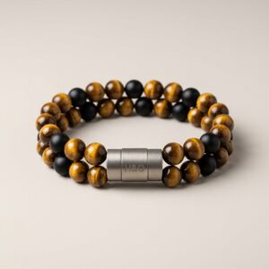 Meebow "Equinox" Golden Tiger Eye & Onyx Double-Strand Bracelet